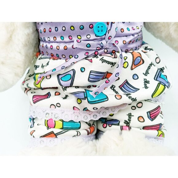White Build a Bear Plush Beauty Sleep Pajamas 15 Inch Soft BBWS Stuffed Animal - Picture 5 of 15